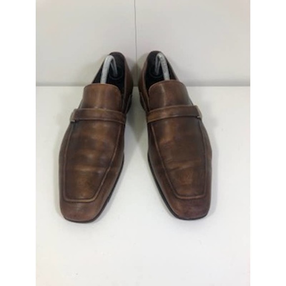 Bruno Magli Leather Square Toe Remiglio Slip-On Loafers Brown Mens US 8